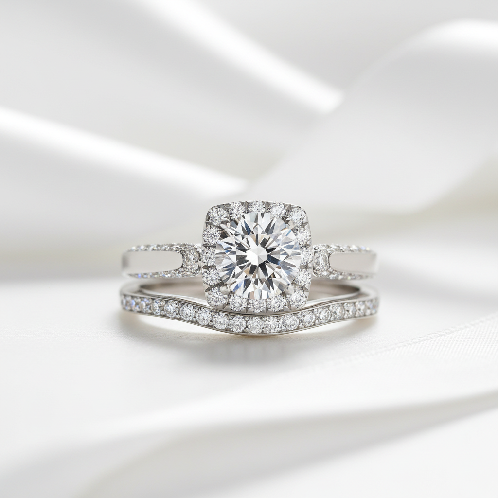 Diamond ring with a white background