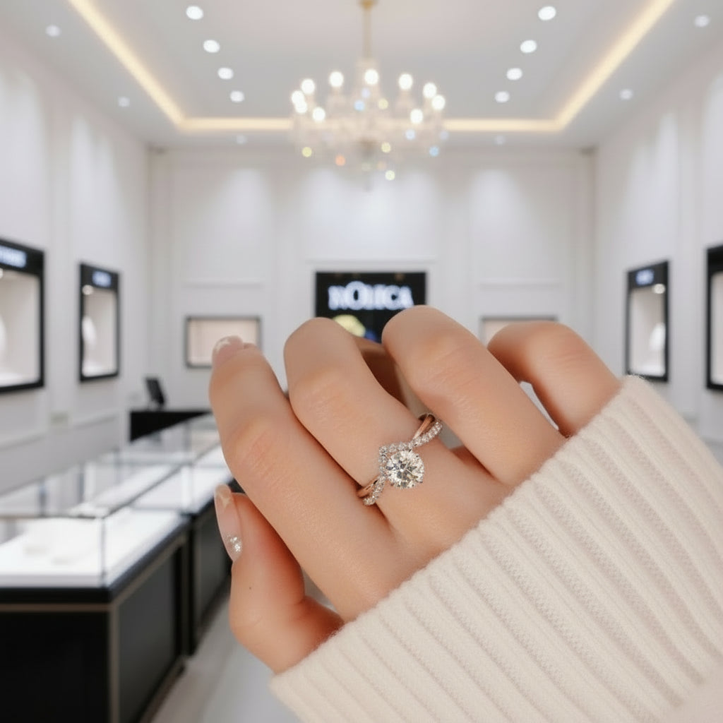 Classic 1.0 Ctw Diamond V-Shaped Engagement Ring-Black Diamonds New York