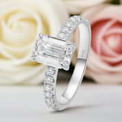 Classic 1.0ct Emerald Cut Diamond Wedding Ring-Black Diamonds New York