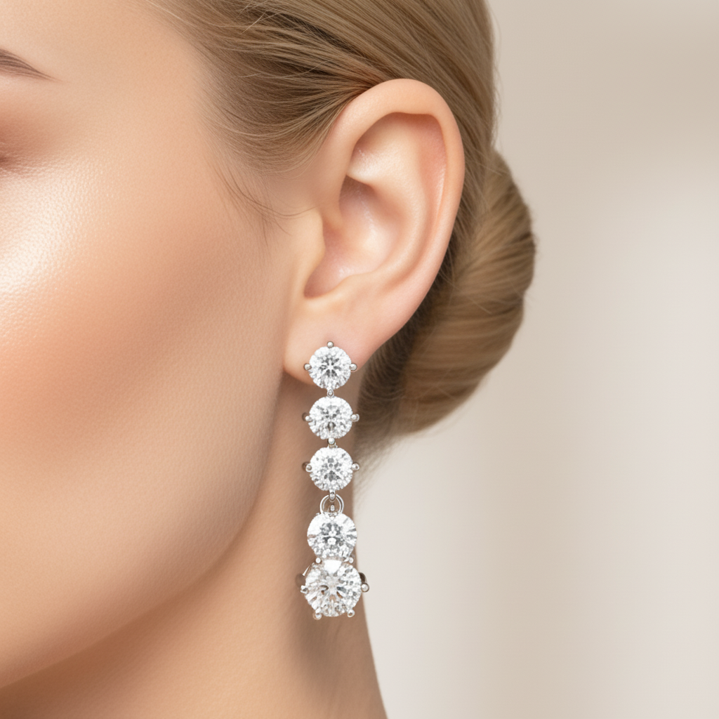 Classic 14k White Gold Diamond Option Drop Earrings-Black Diamonds New York