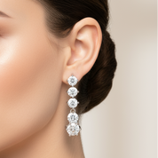 Classic 14k White Gold Diamond Drop Earrings-Black Diamonds New York