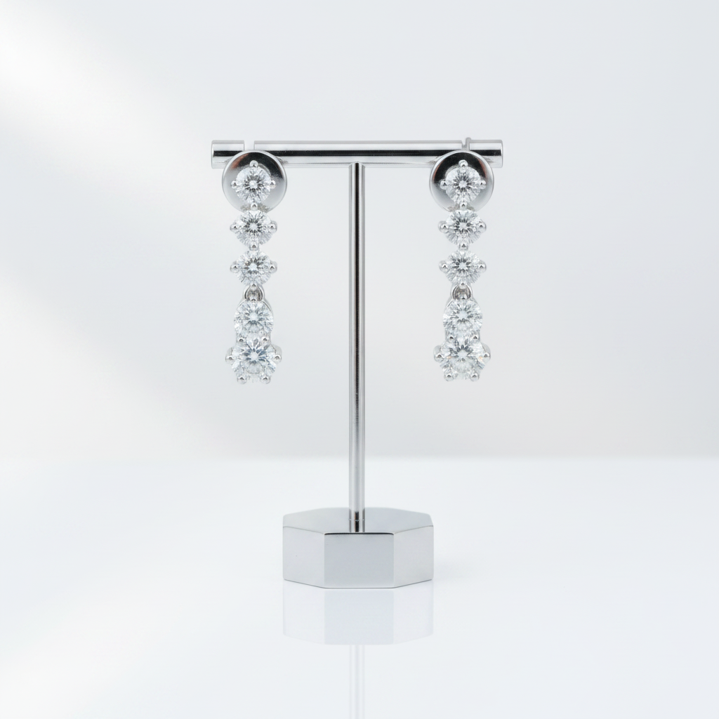 Classic 14k White Gold Diamond Option Drop Earrings-Black Diamonds New York
