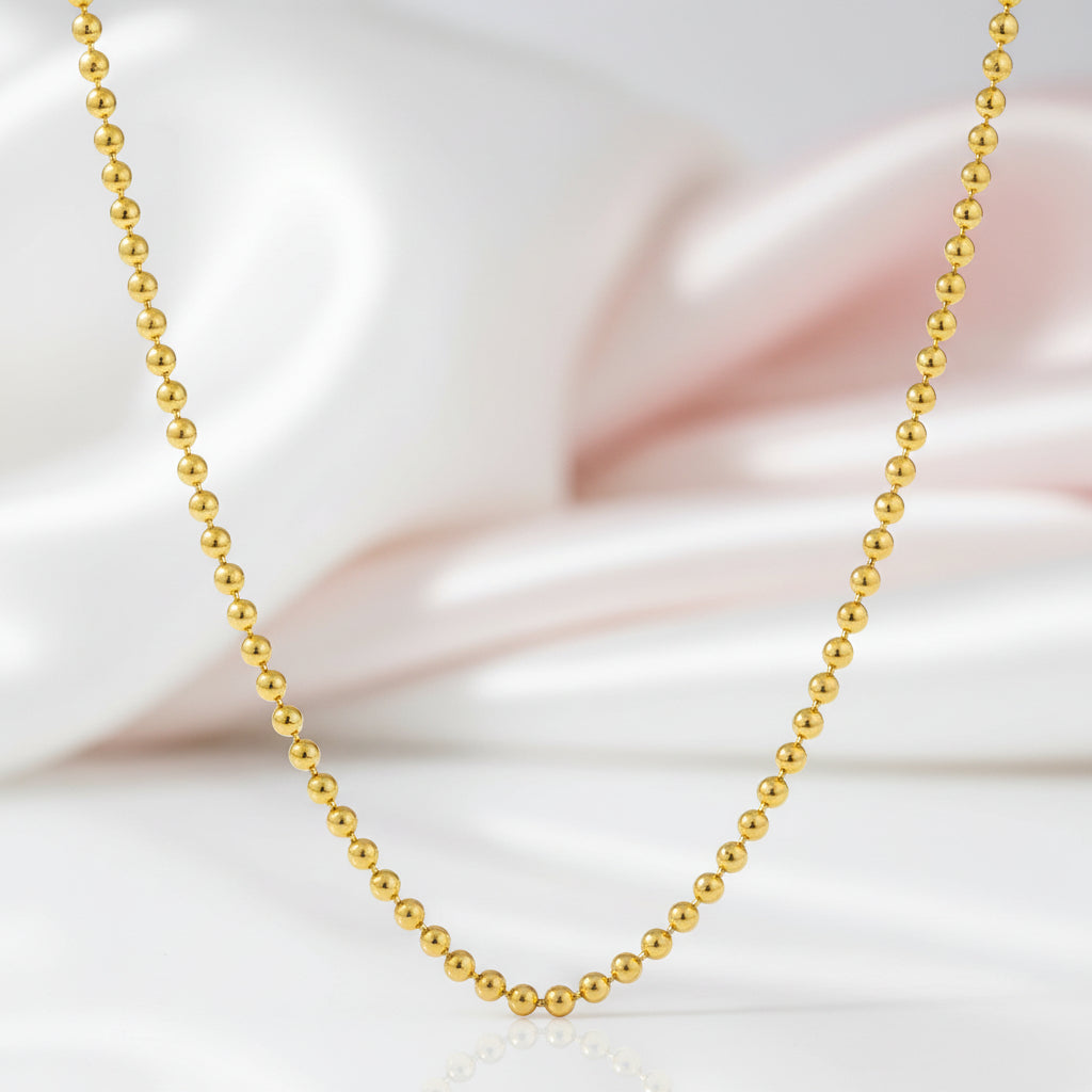Classic 18k Yellow Gold Bead Necklace-Black Diamonds New York