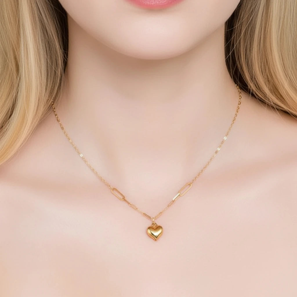 Classic 18k Yellow Gold Heart Pendant Necklace-Black Diamonds New York