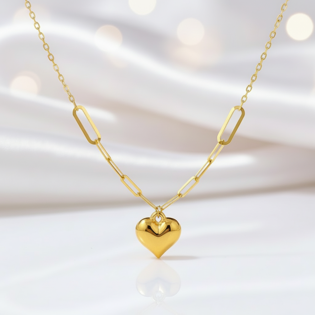 Classic 18k Yellow Gold Heart Pendant Necklace-Black Diamonds New York