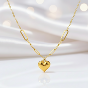 Classic 18k Yellow Gold Heart Pendant Necklace-Black Diamonds New York