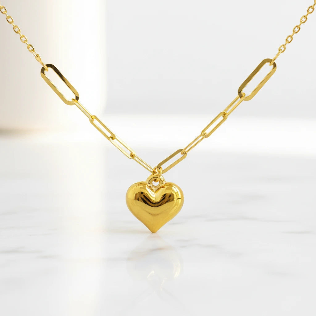 Classic 18k Yellow Gold Heart Pendant Necklace-Black Diamonds New York