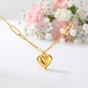 Classic 18k Yellow Gold Heart Pendant Necklace-Black Diamonds New York