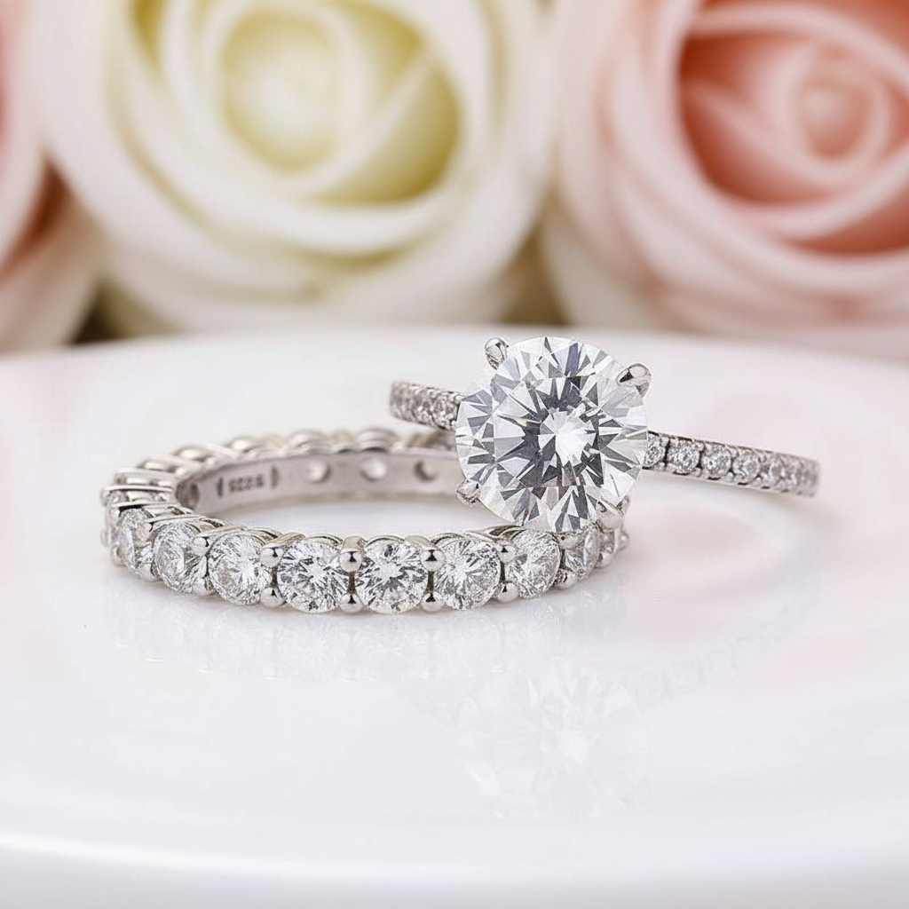 Classic 2.0 Carat Round Cut Wedding Ring Set-Black Diamonds New York