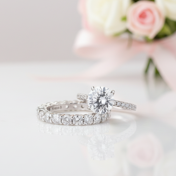 Classic 2.0 Carat Round Cut Wedding Ring Set-Black Diamonds New York