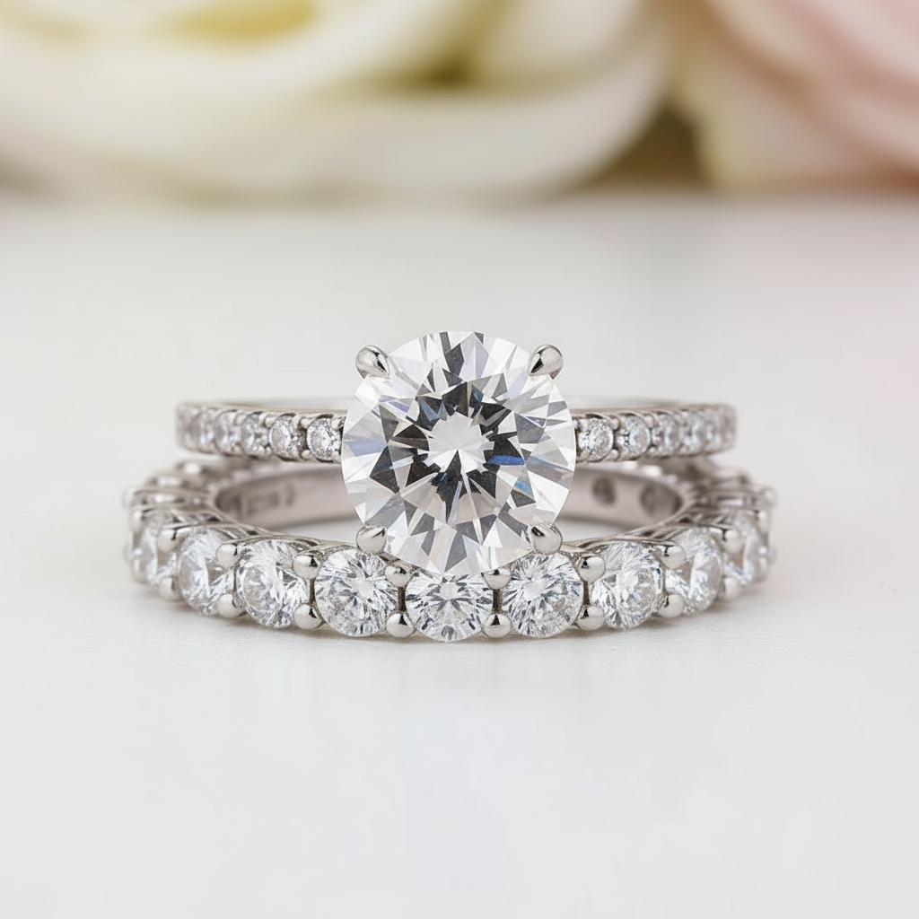 Classic 2.0 Carat Round Cut Wedding Ring Set-Black Diamonds New York