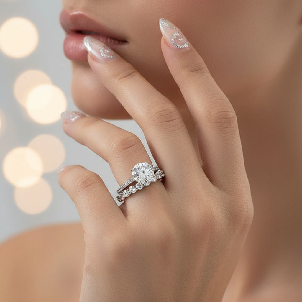 Classic 2.0 Carat Round Cut Wedding Ring Set-Black Diamonds New York