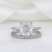 Classic 3.0 Carat Cushion Cut Bridal Ring Set-Black Diamonds New York