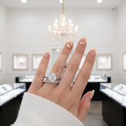 Classic 3.0 Carat Cushion Cut Bridal Ring Set-Black Diamonds New York