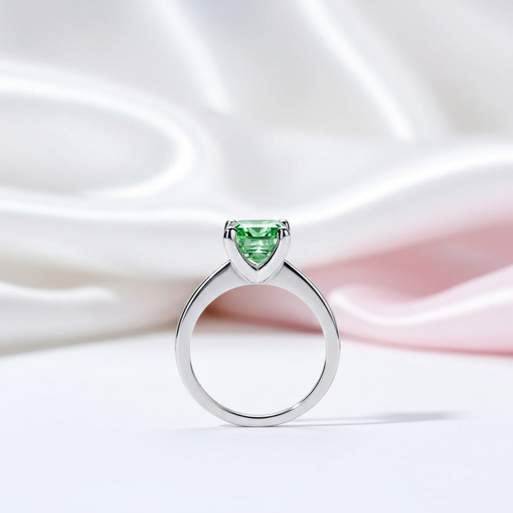 Classic 3.0 Ct Asscher Cut Colombian Cultivated Emerald Engagement Ring-Black Diamonds New York