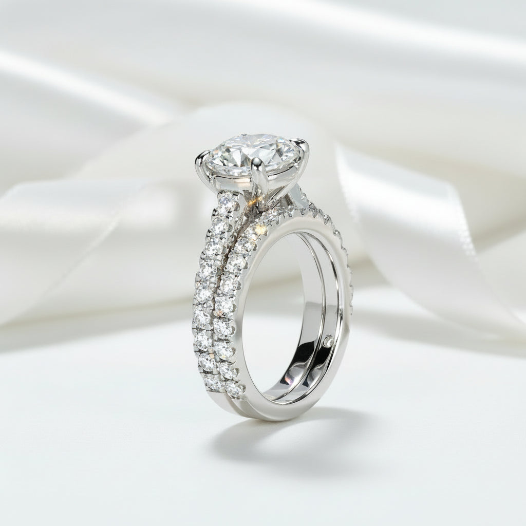 Classic 3.0 Ct Round Cut Diamond Bridal Set-Black Diamonds New York