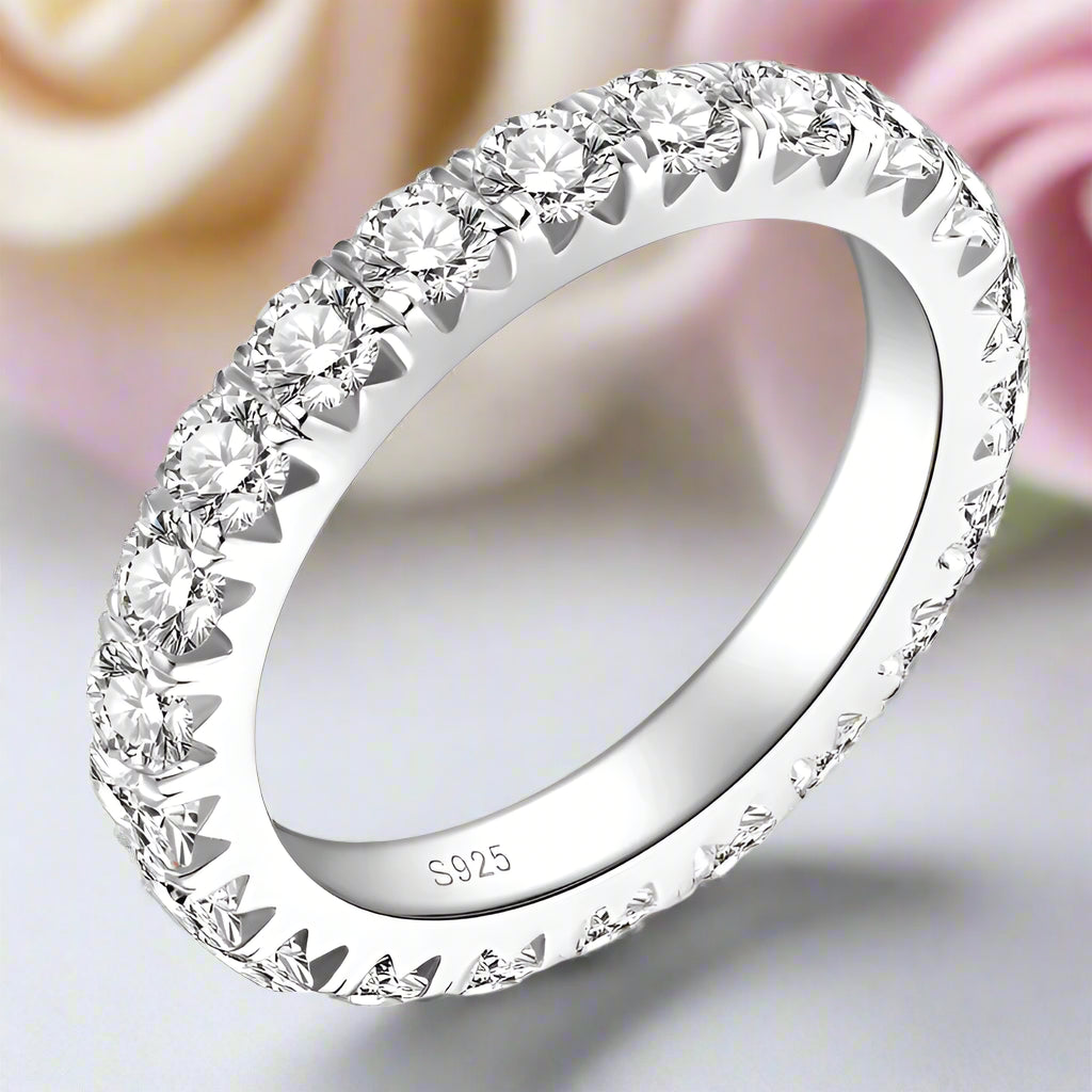 Classic 3mm Micro Inlaid Diamond Eternity Wedding Band-Black Diamonds New York