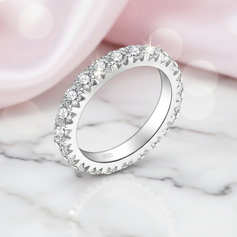 Classic 3mm Micro Inlaid Diamond Option Eternity Wedding Band-Black Diamonds New York