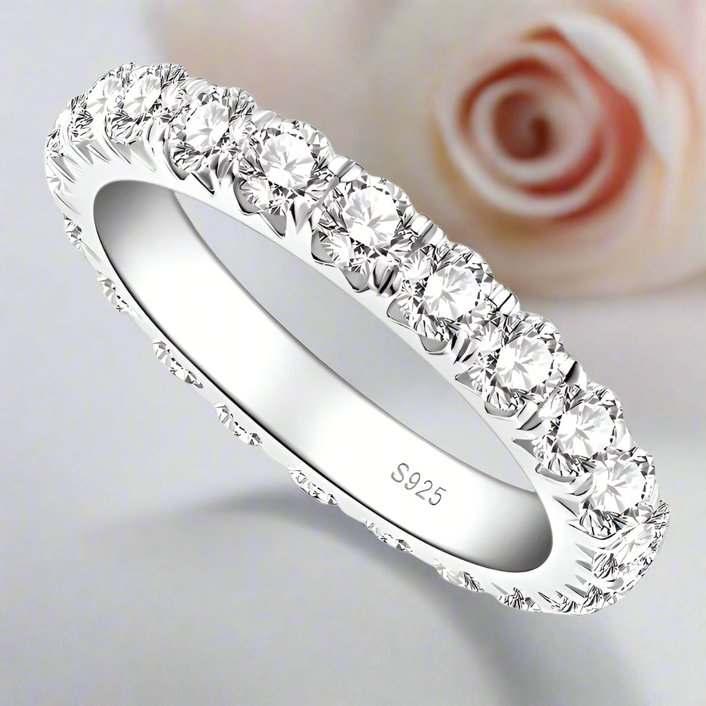 Classic 3mm Micro Inlaid Diamond Eternity Wedding Band-Black Diamonds New York