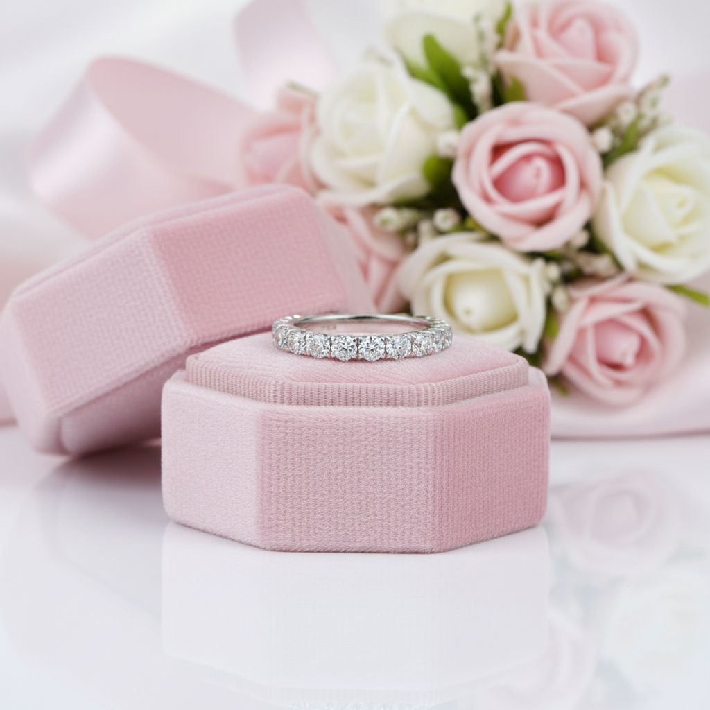 Classic 3mm Micro Inlaid Diamond Option Eternity Wedding Band-Black Diamonds New York