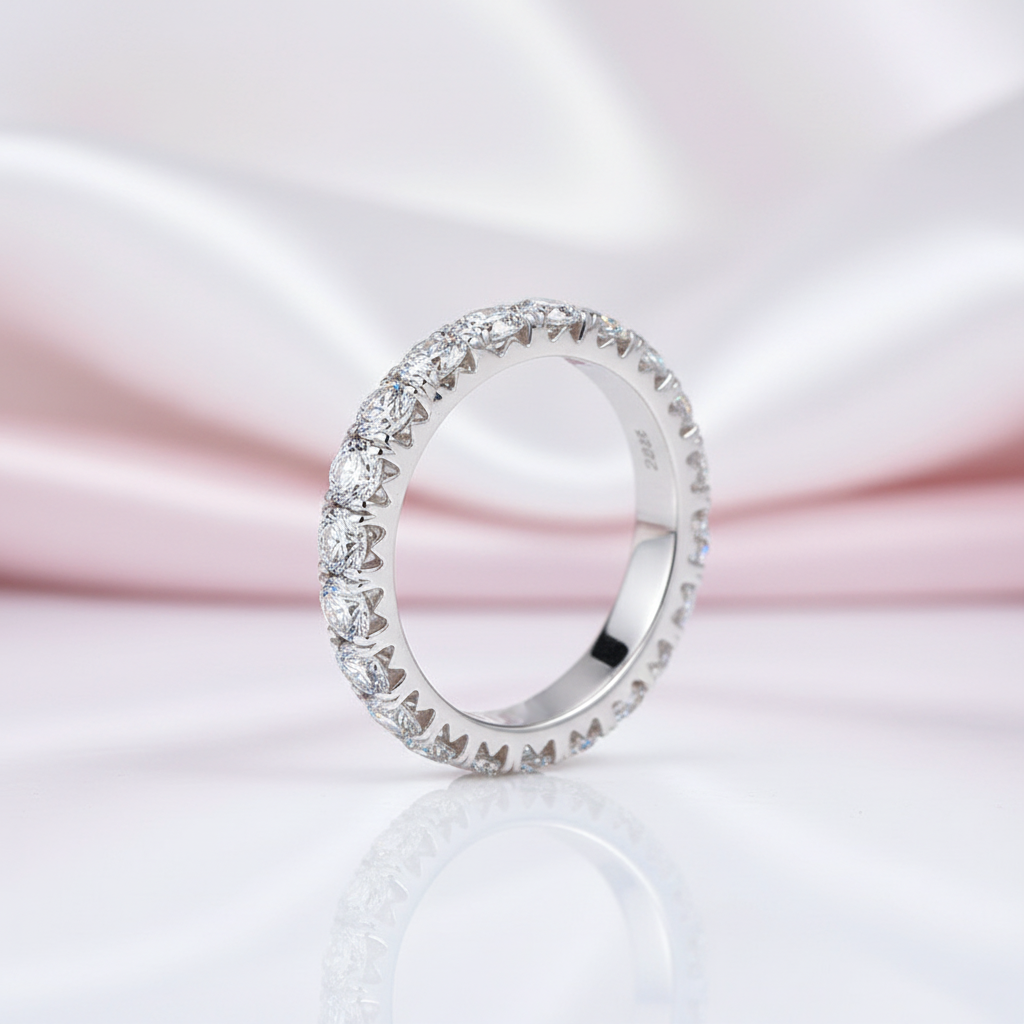 Classic 3mm Micro Inlaid Diamond Option Eternity Wedding Band-Black Diamonds New York