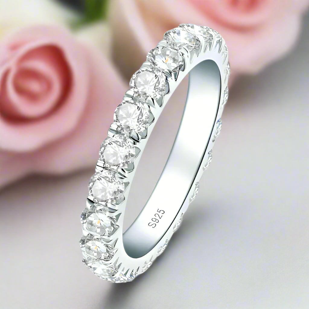 Classic 3mm Micro Inlaid Diamond Eternity Wedding Band-Black Diamonds New York