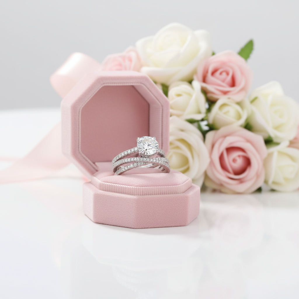 Classic 4 Prong Round Cut Simulated Diamond Option Bridal Set-Black Diamonds New York