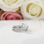 Classic 4 Prong Round Cut Simulated Diamond Bridal Set-Black Diamonds New York