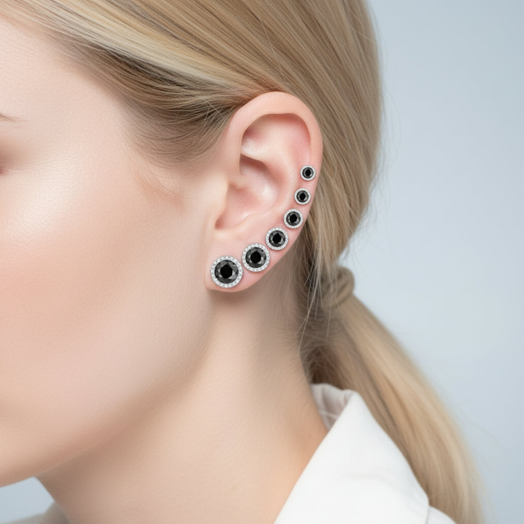 Classic 4.0 Ct Round Black Diamond Stud Earrings-Black Diamonds New York