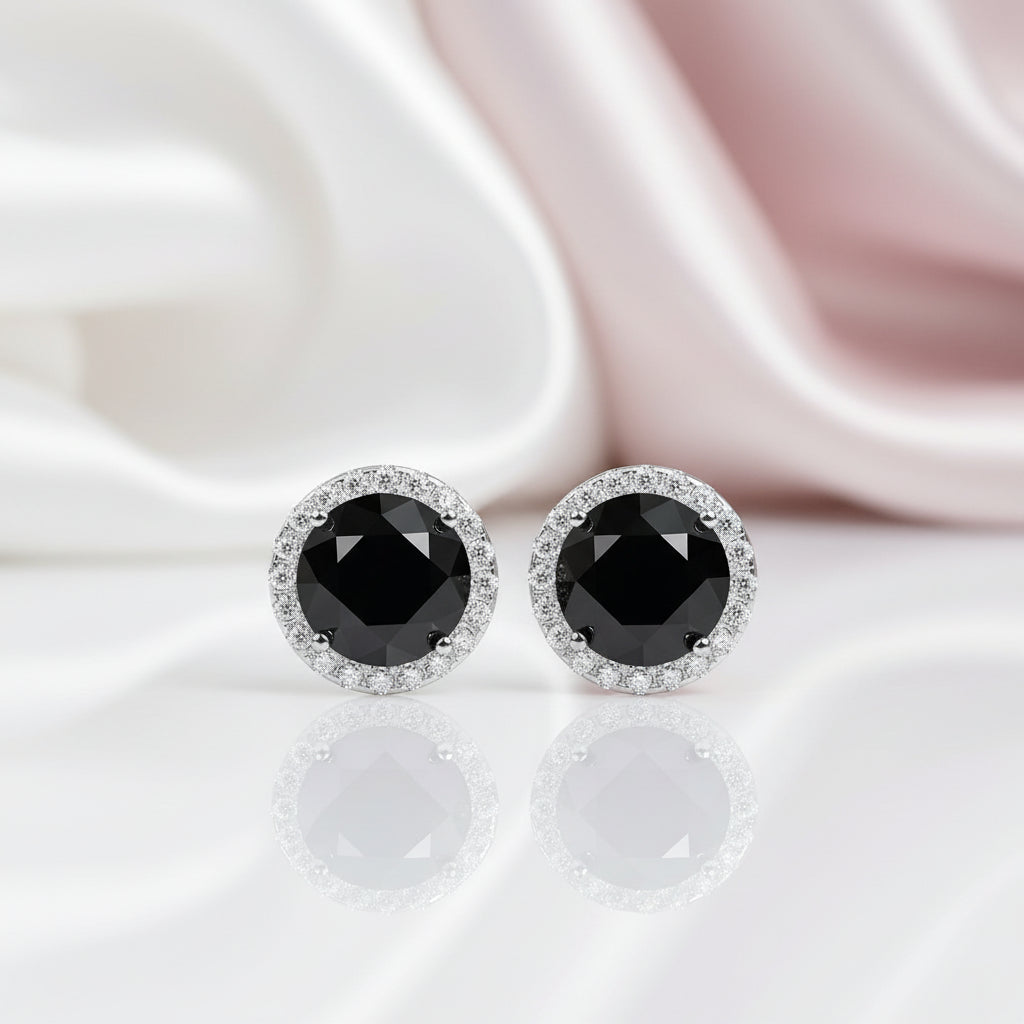 Classic 4.0 Ct Round Black Diamond Stud Earrings-Black Diamonds New York