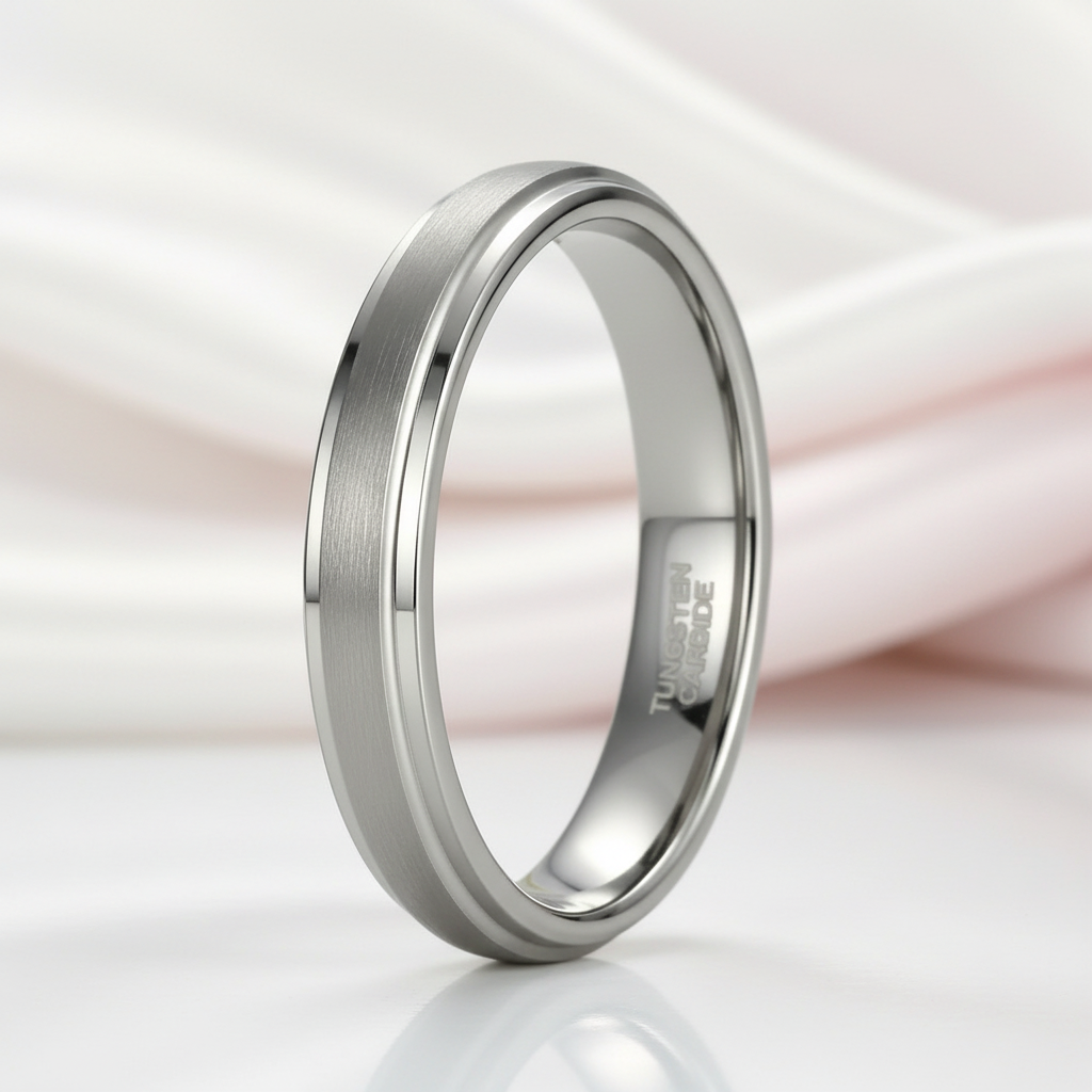 Classic 4mm Tungsten Men's Wedding Band-Black Diamonds New York