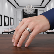 Classic 4mm Tungsten Men's Wedding Band-Black Diamonds New York