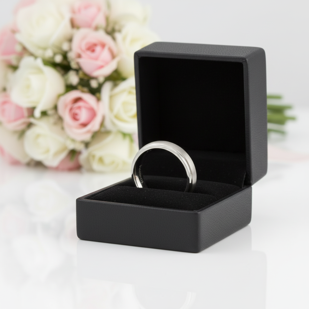 Classic 4mm Tungsten Men's Wedding Band-Black Diamonds New York