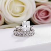 Classic 5.5 Carat Radiant Cut 3-Pieces Wedding Ring Set-Black Diamonds New York