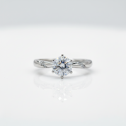 Classic 6 Prong 1ct Round Cut Diamond Option Anniversary Ring-Black Diamonds New York