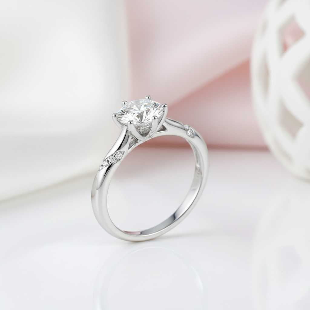 Classic 6 Prong 1ct Round Cut Diamond Option Anniversary Ring-Black Diamonds New York