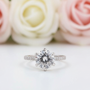 Classic 6 Prong Round Cut Diamond Engagement Ring-Black Diamonds New York