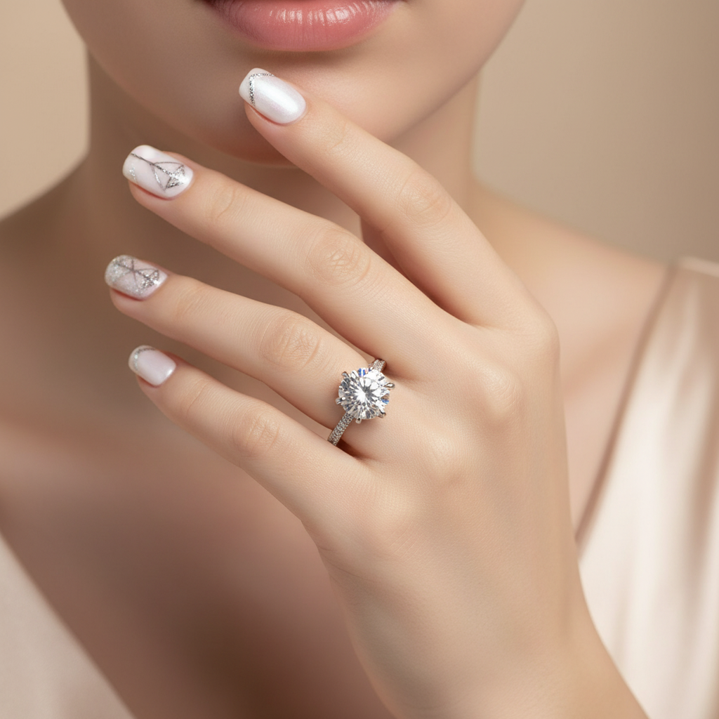 Classic 6 Prong Round Cut Diamond Engagement Ring-Black Diamonds New York