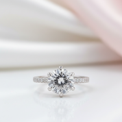 Classic 6 Prong Round Cut Diamond Option Engagement Ring-Black Diamonds New York