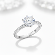 Classic 6 Prong Round Cut Diamond Option Engagement Ring-Black Diamonds New York