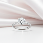 Classic 6 Prong Round Cut Diamond Option Engagement Ring-Black Diamonds New York