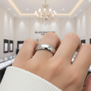 Classic 8mm Dome Tungsten Carbide Wedding Band-Black Diamonds New York