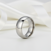Classic 8mm Dome Tungsten Carbide Wedding Band-Black Diamonds New York