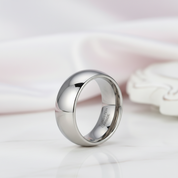 Classic 8mm Dome Tungsten Carbide Wedding Band-Black Diamonds New York
