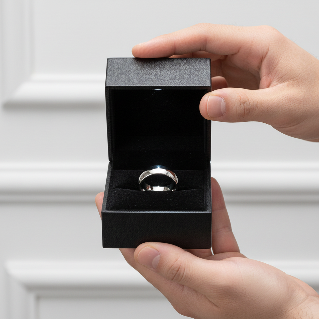 Classic 8mm Dome Tungsten Carbide Wedding Band-Black Diamonds New York