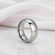Classic 8mm Dome Tungsten Carbide Wedding Band-Black Diamonds New York