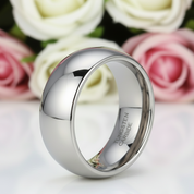 Classic 8mm Dome Tungsten Carbide Wedding Band-Black Diamonds New York