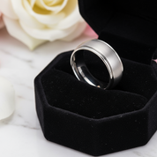 Classic 8mm Matte Titanium Men's Wedding Band-Black Diamonds New York