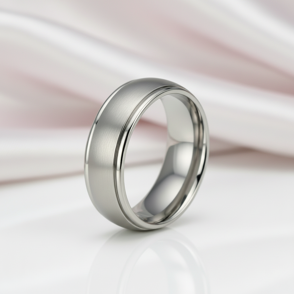 Classic 8mm Matte Titanium Men's Wedding Band-Black Diamonds New York