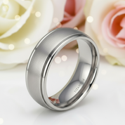 Classic 8mm Matte Titanium Men's Wedding Band-Black Diamonds New York